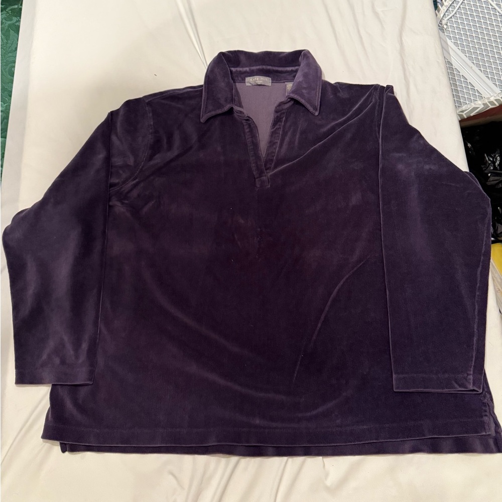 Kate Hill Men's Deep‎ Purple V-Neck Sweater 3X